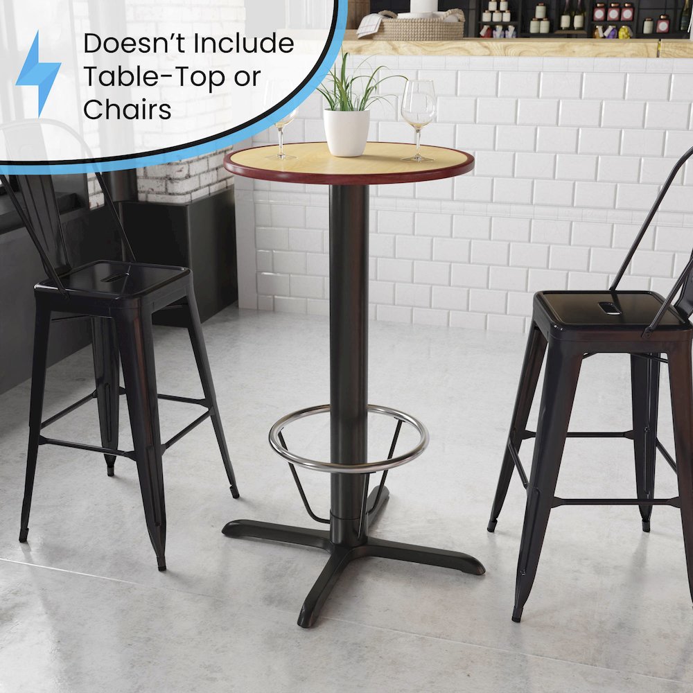 33'' x 33'' Restaurant Table X-Base with 4'' Dia. Bar Height Column