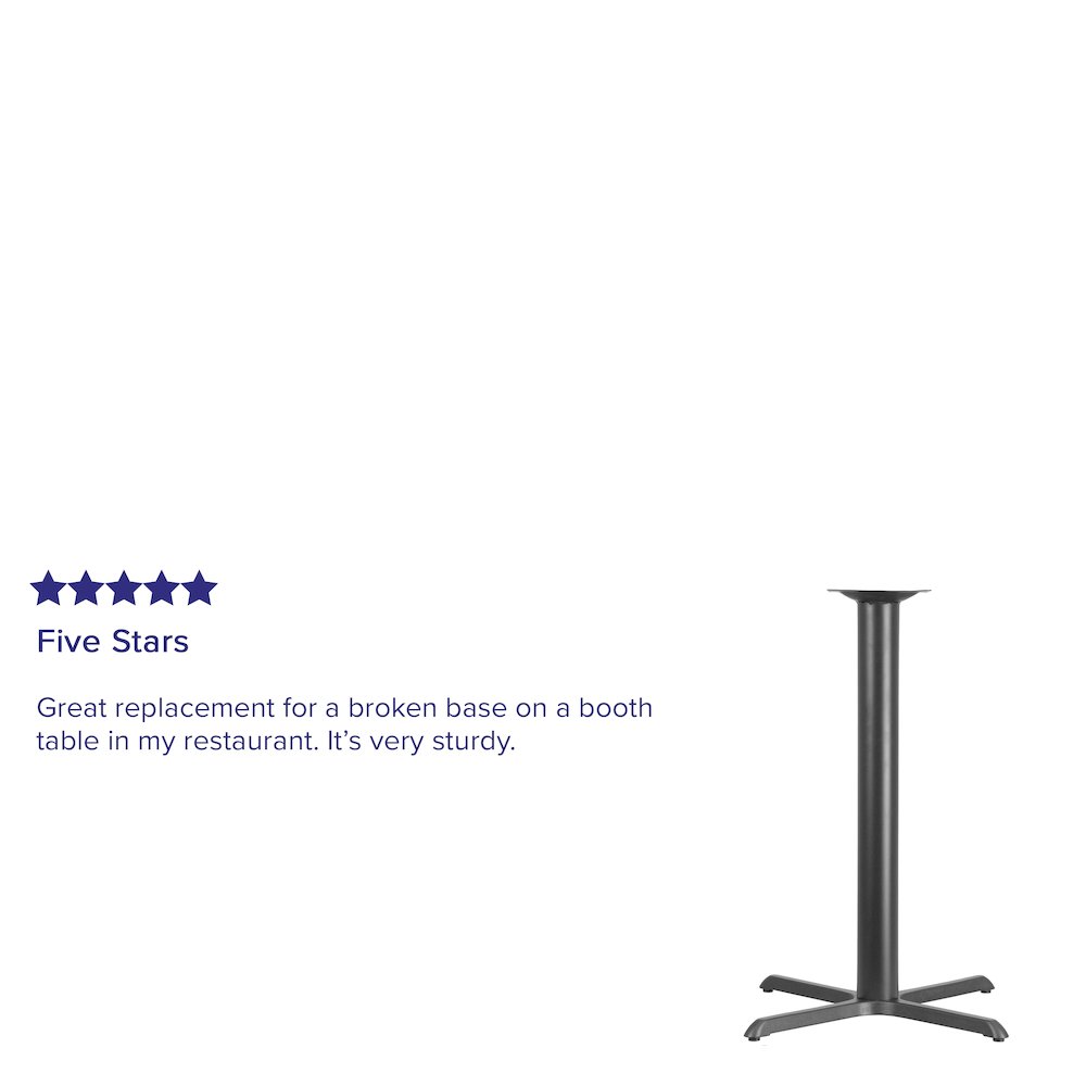 33'' x 33'' Restaurant Table X-Base with 4'' Dia. Bar Height Column