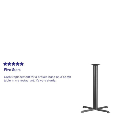 33'' x 33'' Restaurant Table X-Base with 4'' Dia. Bar Height Column