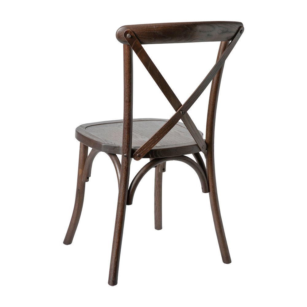 Stackable Mahogany Wood Cross Back Chair