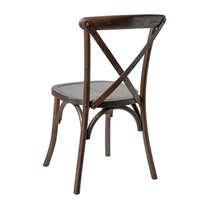Stackable Mahogany Wood Cross Back Chair
