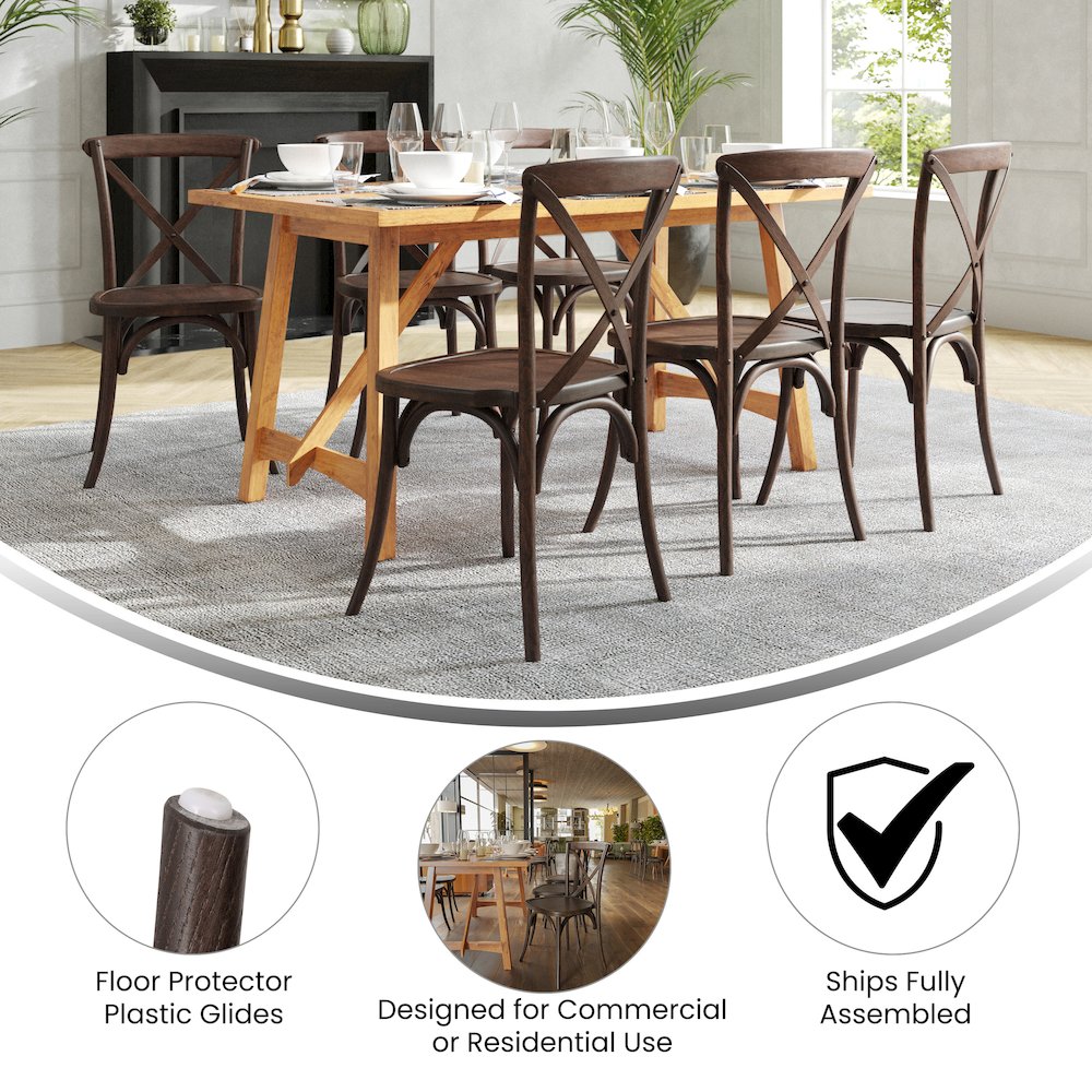 Stackable Mahogany Wood Cross Back Chair