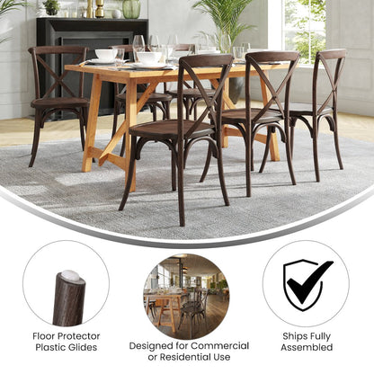 Stackable Mahogany Wood Cross Back Chair