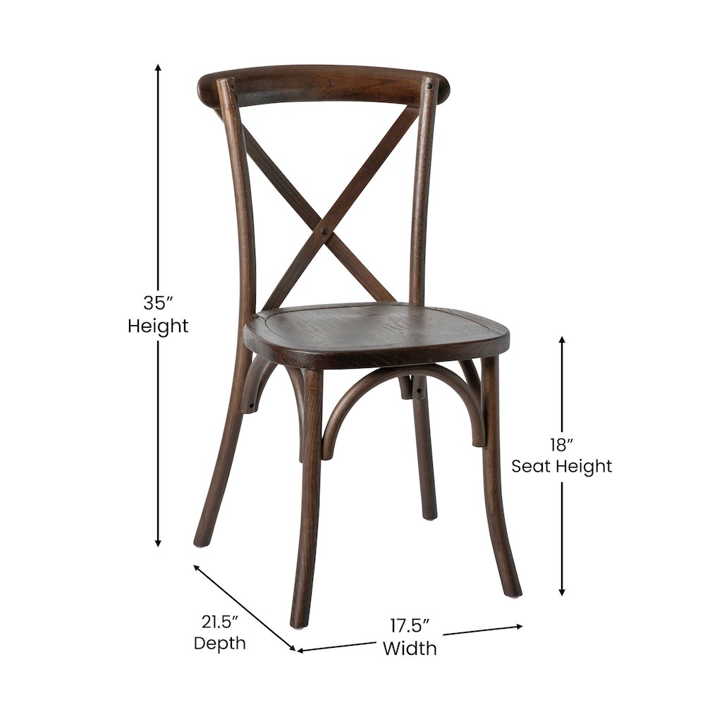 Stackable Mahogany Wood Cross Back Chair