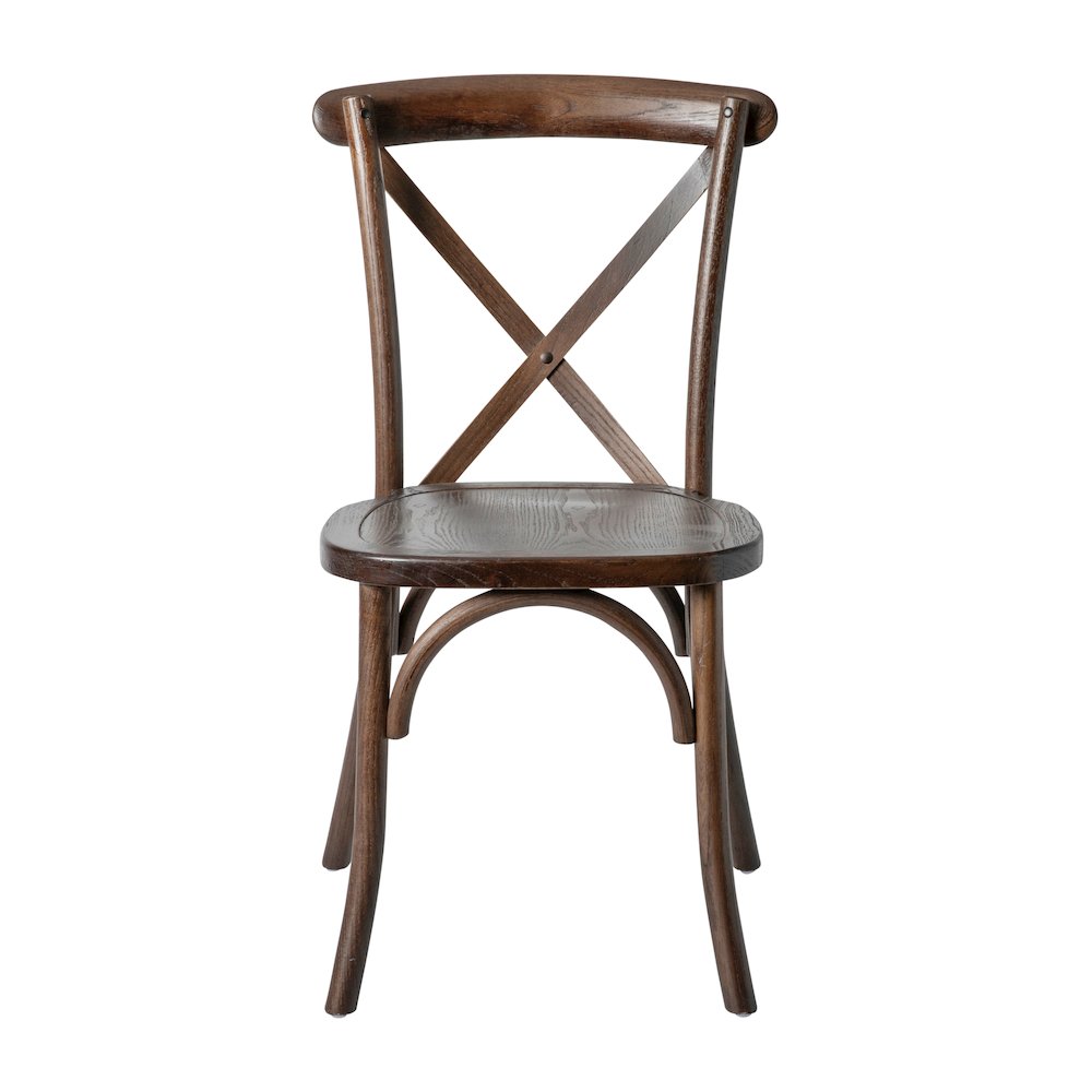 Stackable Mahogany Wood Cross Back Chair