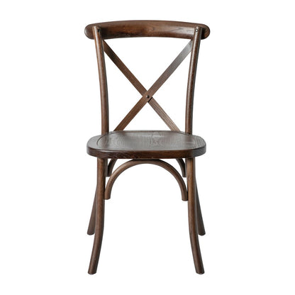 Stackable Mahogany Wood Cross Back Chair