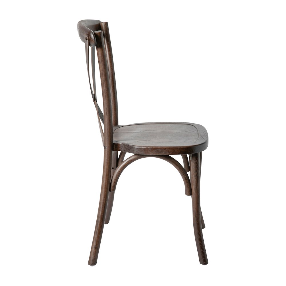 Stackable Mahogany Wood Cross Back Chair