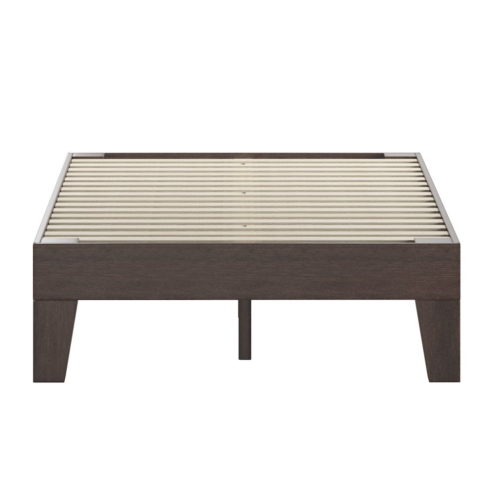 Wood Full Platform Bed with Wooden Support Slats, No Box Spring Required