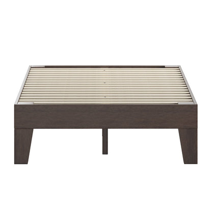 Wood Full Platform Bed with Wooden Support Slats, No Box Spring Required
