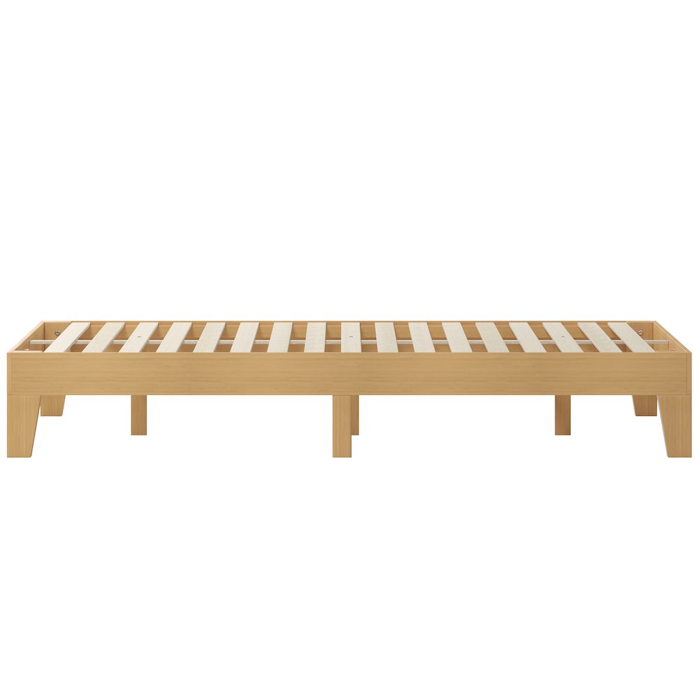 Natural Pine Finish Wood King Platform Bed with Wooden Support Slats