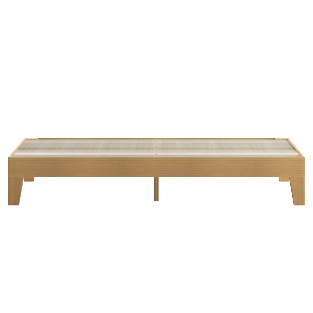 Natural Pine Finish Wood King Platform Bed with Wooden Support Slats