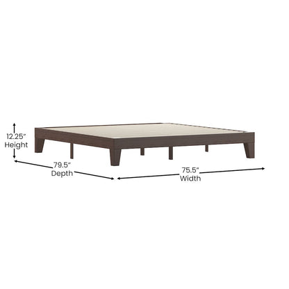 Wood King Platform Bed with Wooden Support Slats, No Box Spring Required