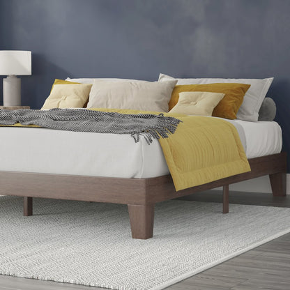 Wood King Platform Bed with Wooden Support Slats, No Box Spring Required