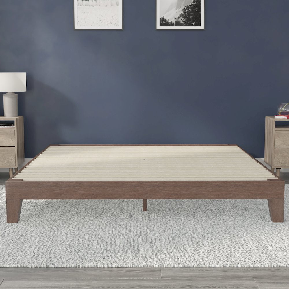 Wood King Platform Bed with Wooden Support Slats, No Box Spring Required