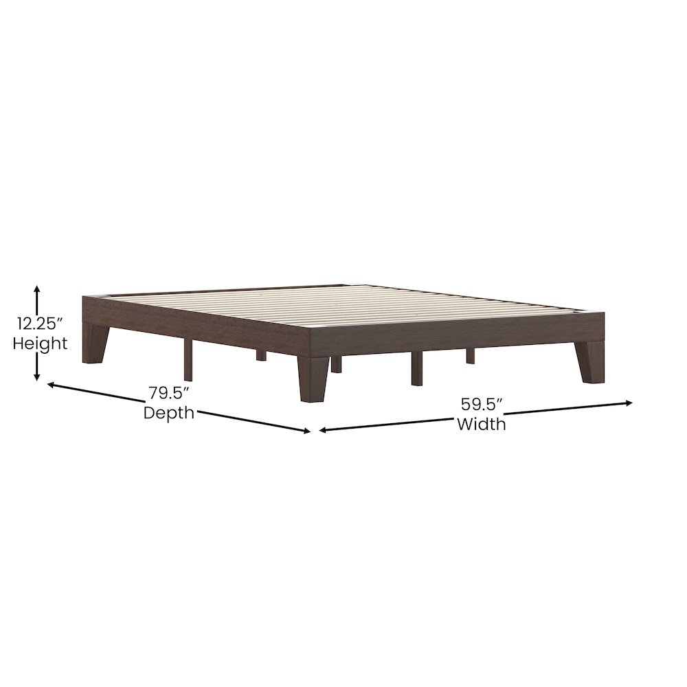 Wood Queen Platform Bed with Wooden Support Slats, No Box Spring Required
