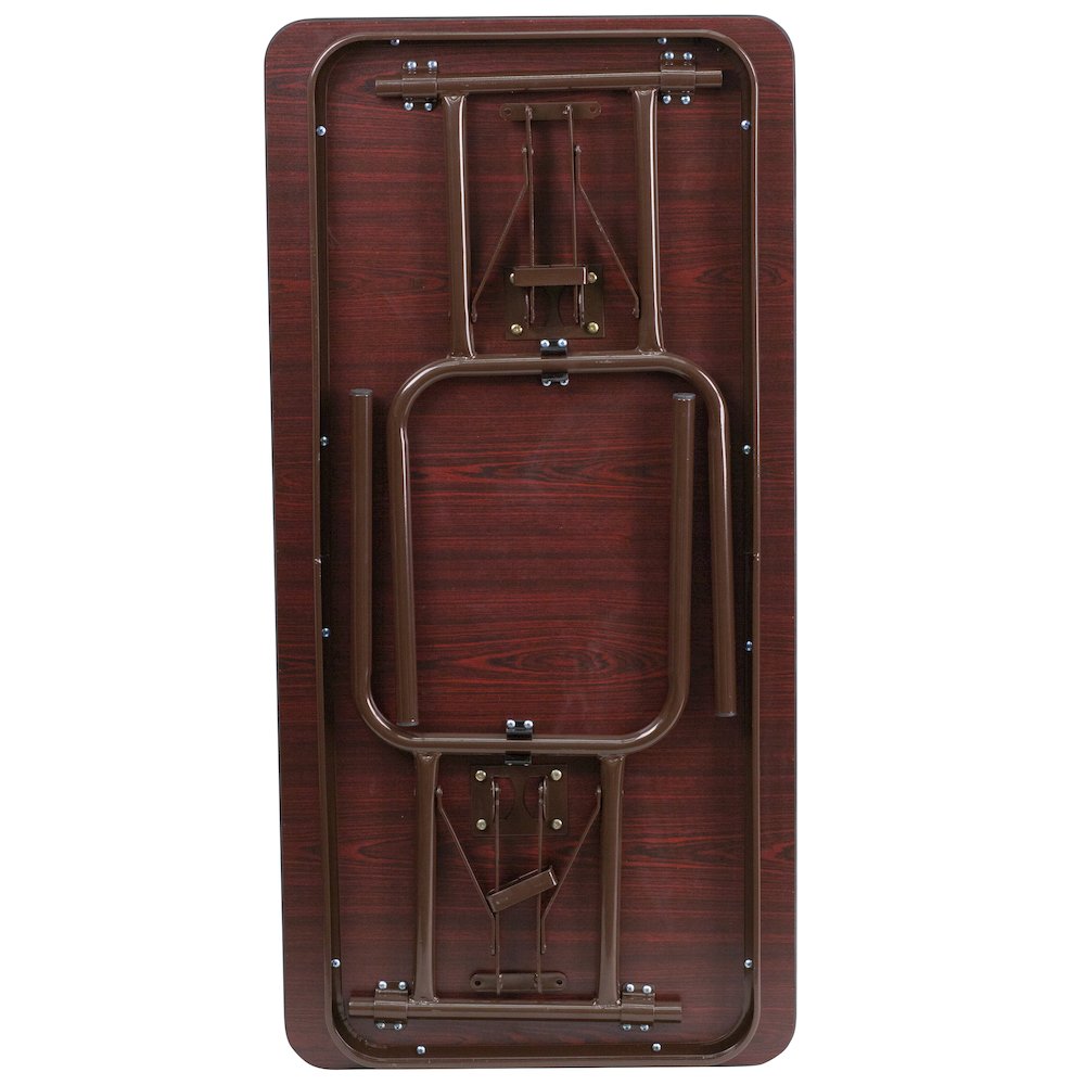 4-Foot Mahogany Melamine Laminate Folding Banquet Table