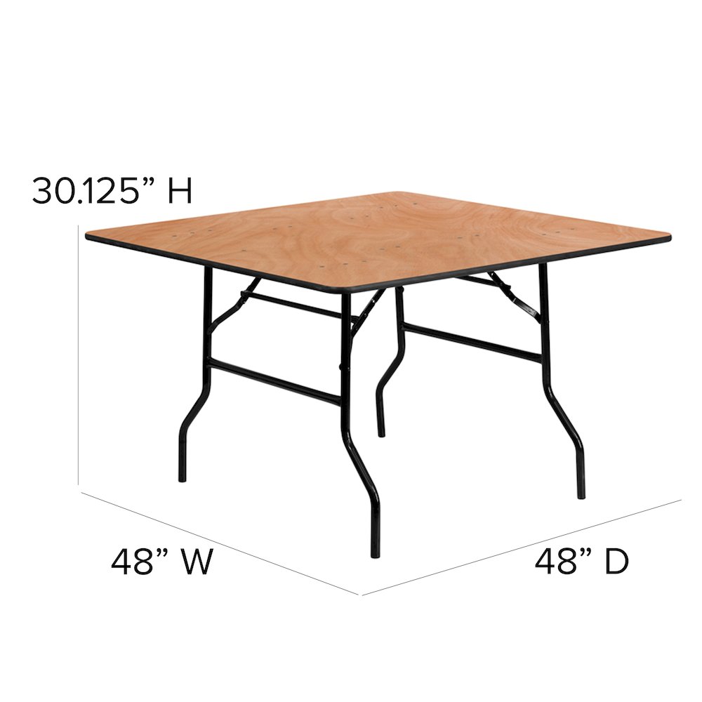 4-Foot Square Wood Folding Banquet Table