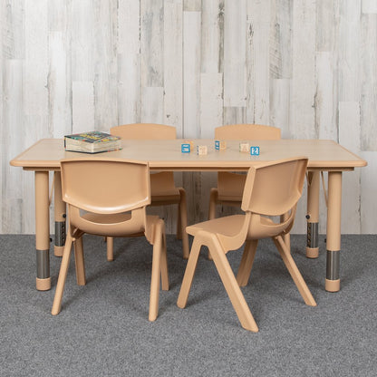23.625"W x 47.25"L Natural Plastic Height Activity Table Set with 4 Chairs