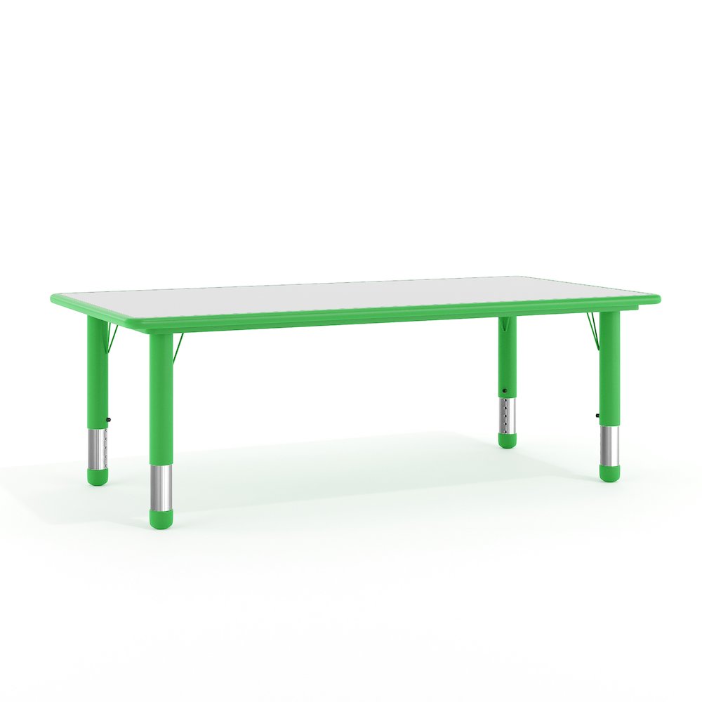 23.625''W x 47.25''L Rectangular Green Plastic Height Adjustable Activity Table with Grey Top