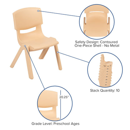 21.875"W x 26.625"L Natural Plastic Height Activity Table Set with 2 Chairs
