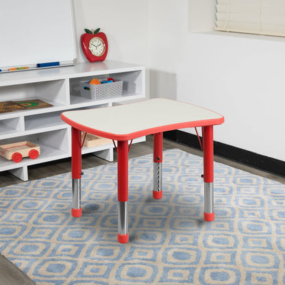 21.875''W x 26.625''L Red Plastic Height Adjustable Activity Table with Grey Top