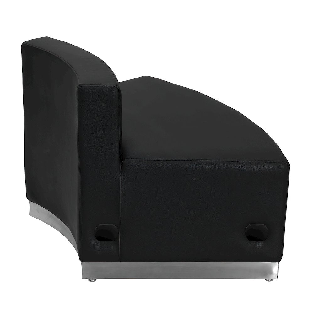 Alon Black LeatherSoft Convex Chair with Brushed Stainless Steel Base