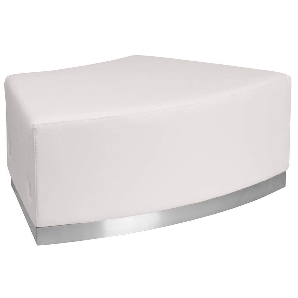 Alon Melrose White Backless Convex Chair with Brushed Stainless Steel Base