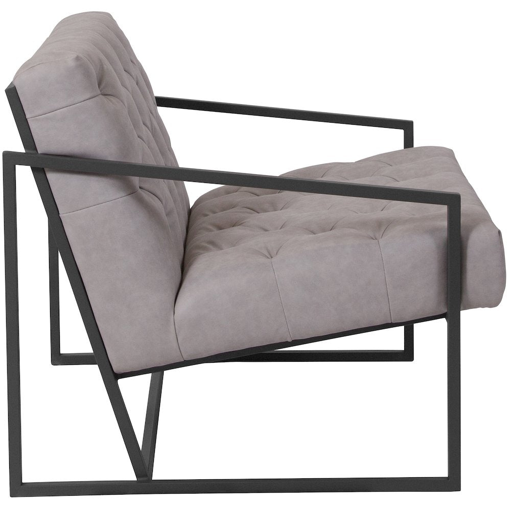 Madison Retro Light Gray LeatherSoft Tufted Lounge Chair