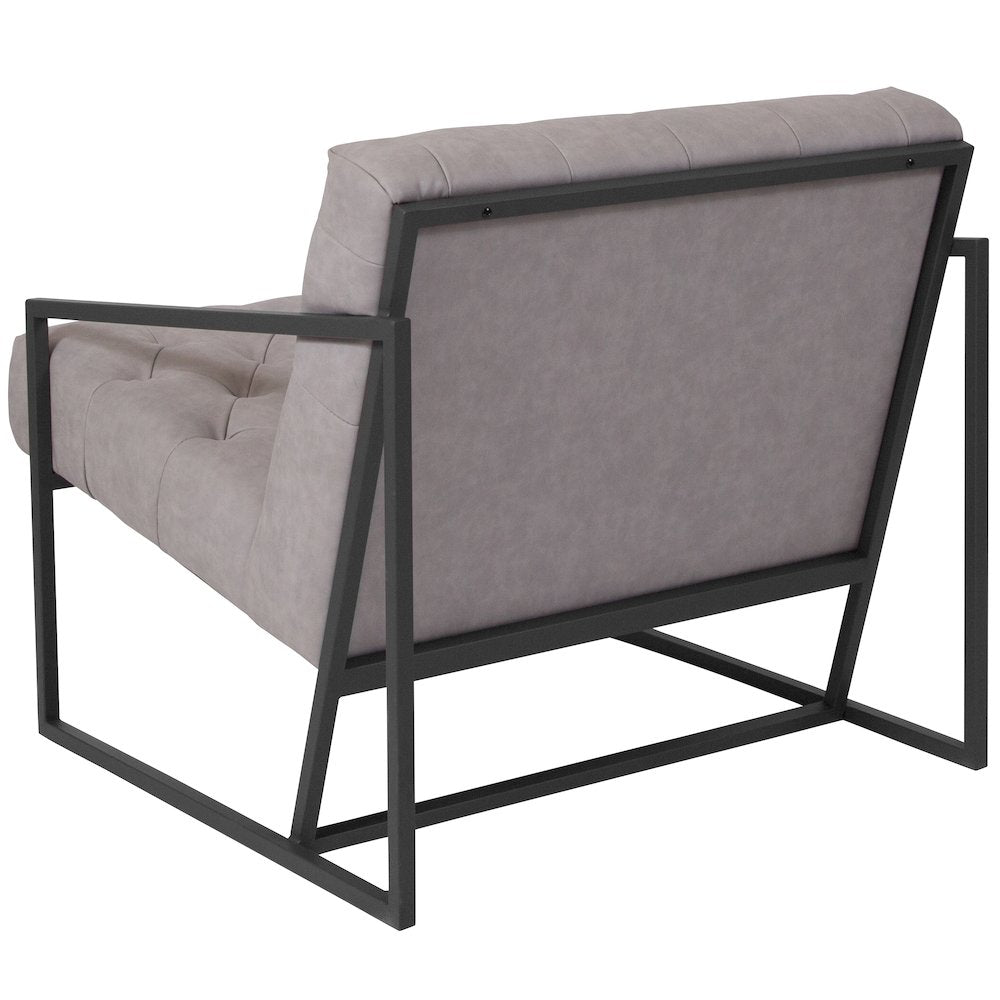 Madison Retro Light Gray LeatherSoft Tufted Lounge Chair