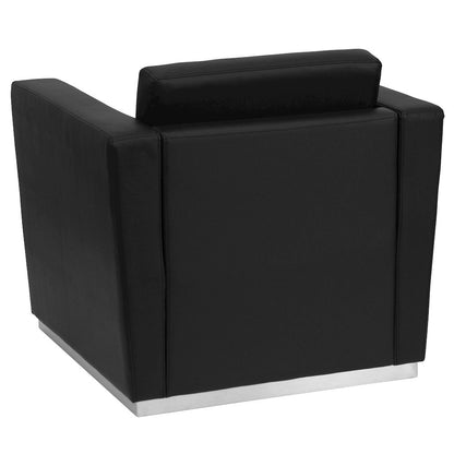 Trinity Contemporary Black LeatherSoft Chair with Stainless Steel Base