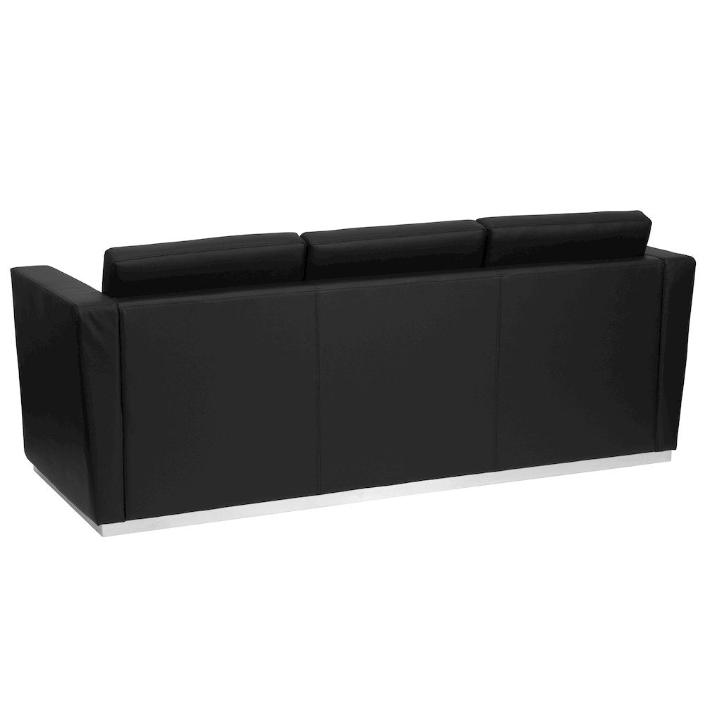 Trinity Contemporary Black LeatherSoft Sofa with Stainless Steel Base