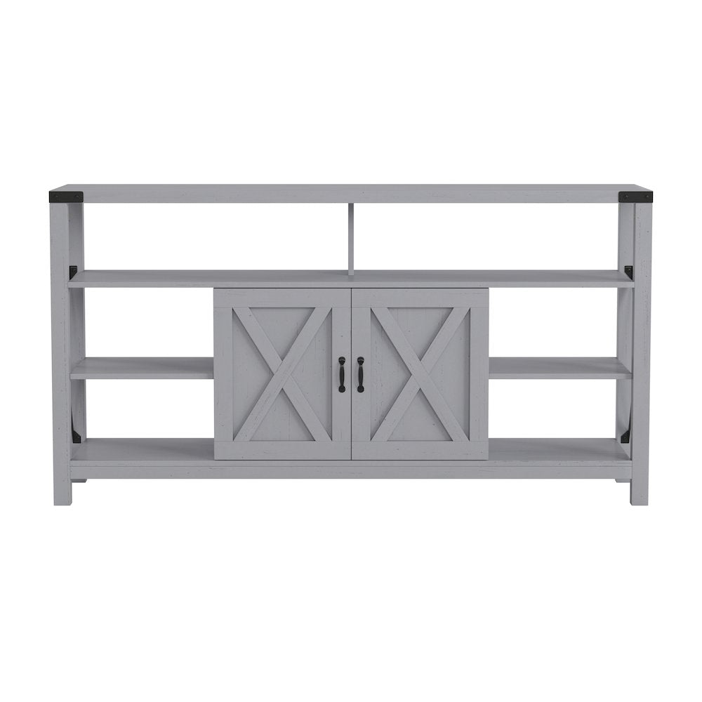 60" Farmhouse Tall TV Console Cabinet for TV's up to 60", Coastal Gray