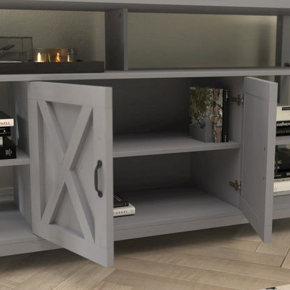 60" Farmhouse Tall TV Console Cabinet for TV's up to 60", Coastal Gray
