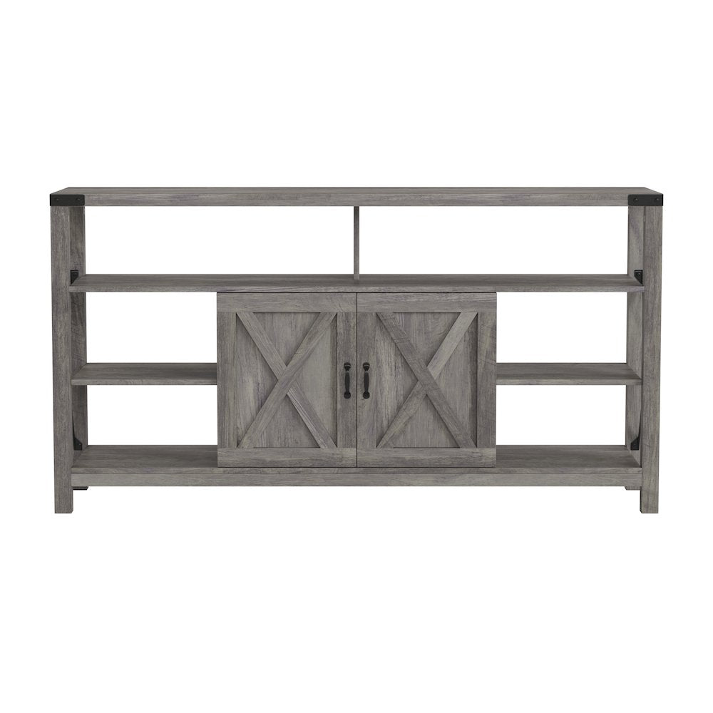 60" Farmhouse Tall TV Console Cabinet for TV's up to 60", Gray Wash