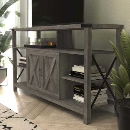 60" Farmhouse Tall TV Console Cabinet for TV's up to 60", Gray Wash