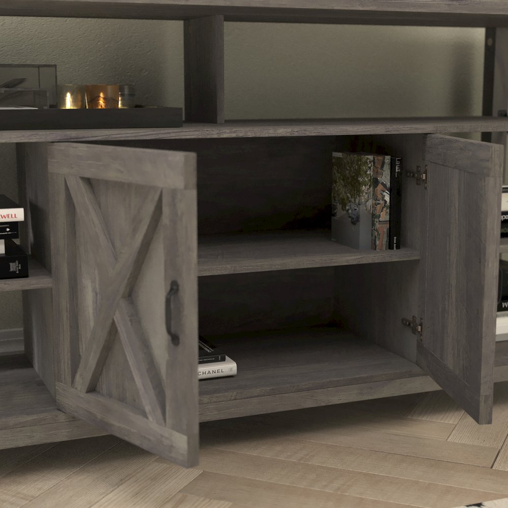 60" Farmhouse Tall TV Console Cabinet for TV's up to 60", Gray Wash