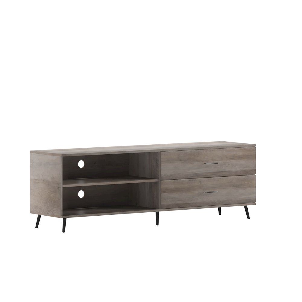 65" TV Stand for up to 60" TV's with Shelf and Storage Drawers, Walnut
