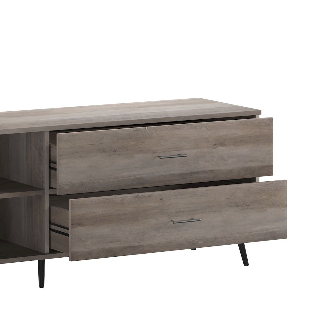 65" TV Stand for up to 60" TV's with Shelf and Storage Drawers, Walnut