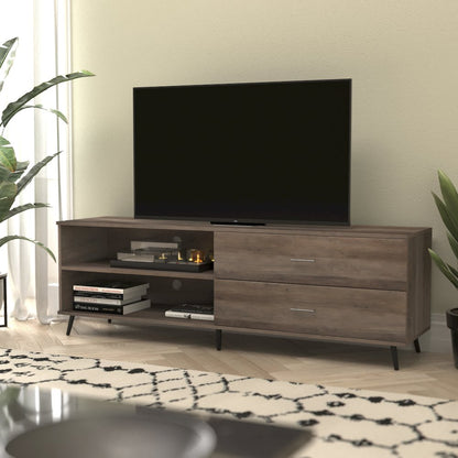 65" TV Stand for up to 60" TV's with Shelf and Storage Drawers, Walnut