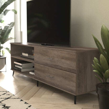 65" TV Stand for up to 60" TV's with Shelf and Storage Drawers, Walnut