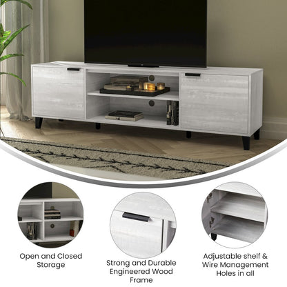 70" TV Stand for up to 60" TV's with Shelves and Dual Storage Compartments, Gray