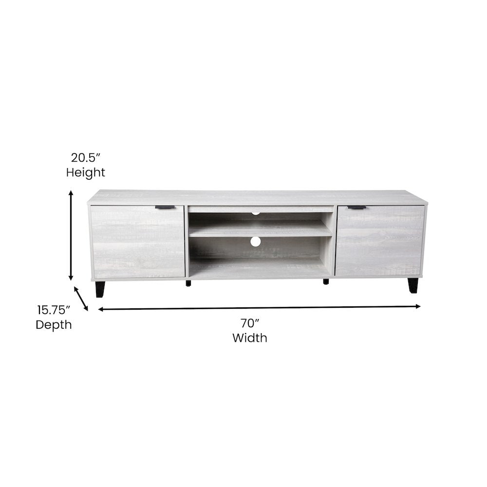 70" TV Stand for up to 60" TV's with Shelves and Dual Storage Compartments, Gray