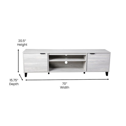 70" TV Stand for up to 60" TV's with Shelves and Dual Storage Compartments, Gray