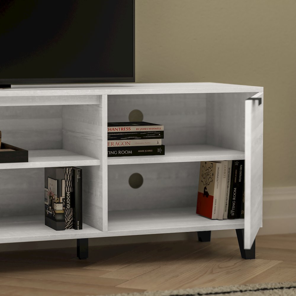 70" TV Stand for up to 60" TV's with Shelves and Dual Storage Compartments, Gray