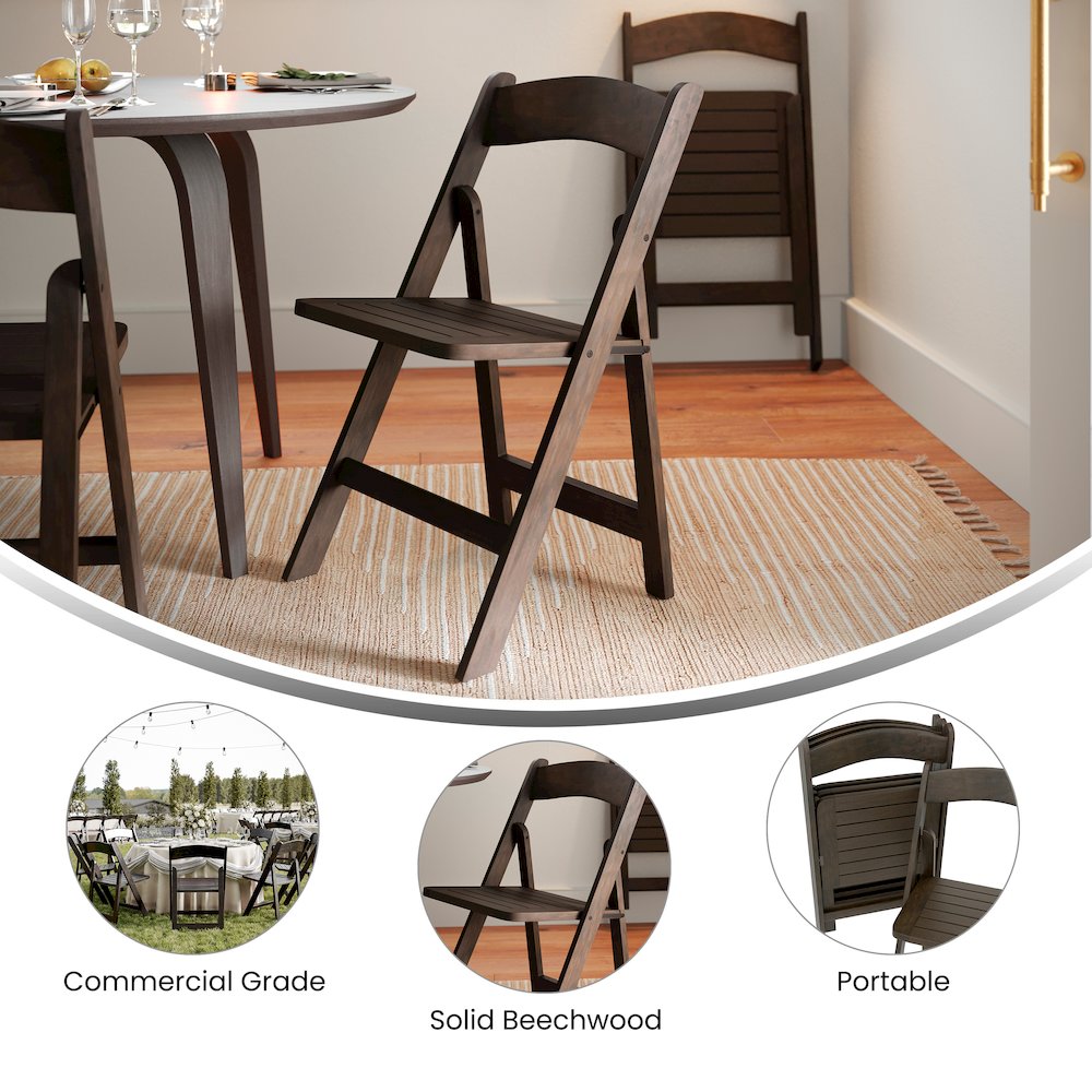 Holden Commercial Grade Early American Solid Wood Folding Dining Chair