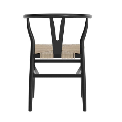 Wood and Kraft Paper Stackable Dining Chair with Black/Natural Finish