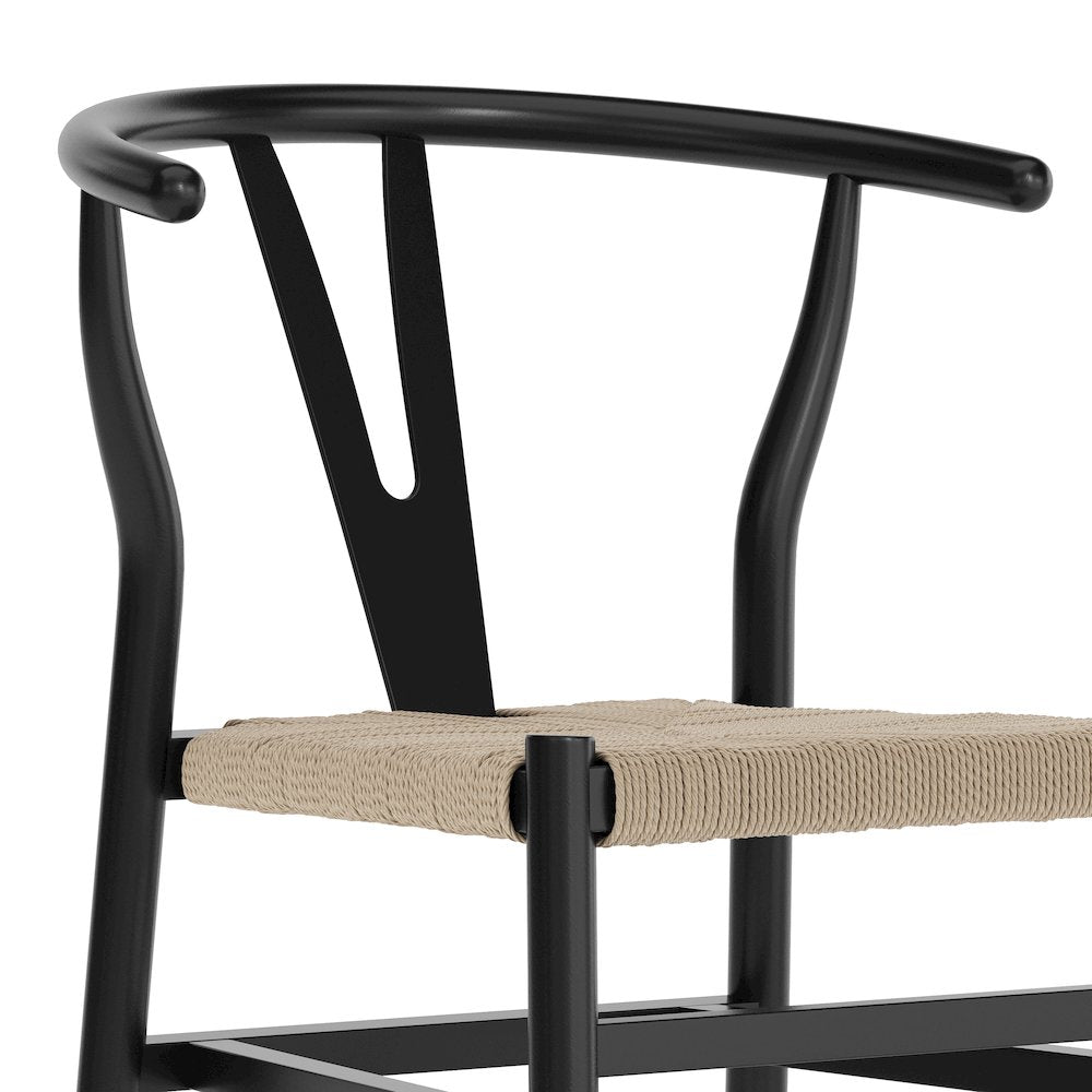 Wood and Kraft Paper Stackable Dining Chair with Black/Natural Finish