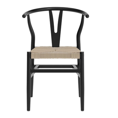 Wood and Kraft Paper Stackable Dining Chair with Black/Natural Finish