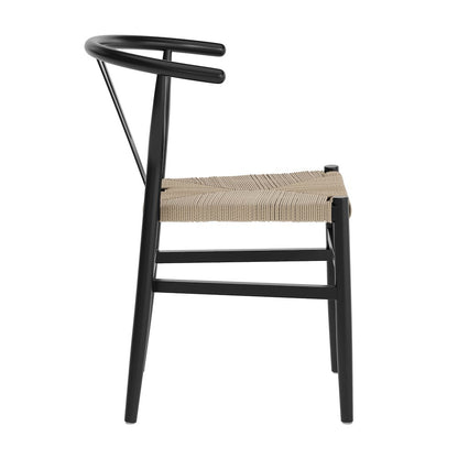 Wood and Kraft Paper Stackable Dining Chair with Black/Natural Finish
