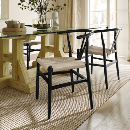 Wood and Kraft Paper Stackable Dining Chair with Black/Natural Finish